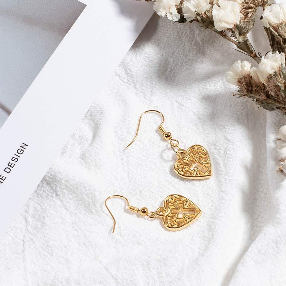 80 dijes de cruz de corazón de 2 colores, dijes de cruz de Pascua, dijes huecos de corazón de amor, colgantes dorados y plateados para Pascua, boda, San Valentín, Ramadán, decoración, 7