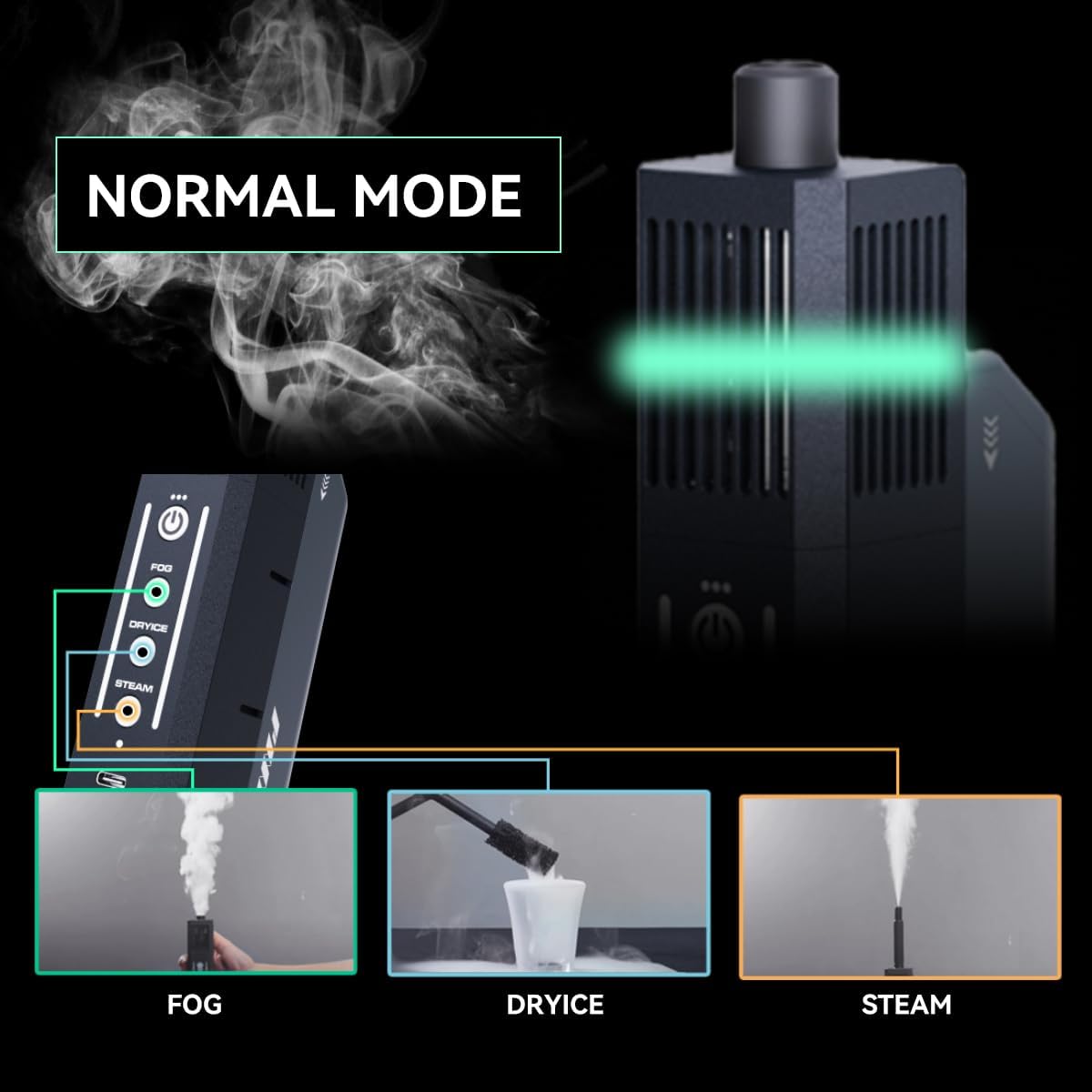 PMI SmokeNINJA PRO Portable Fog Machine, Improved Overheating Protection 3 Minutes Single Burst Output 3x Faster Recovery USB-C Control for Superior Fog, Steam, and Dry Ice Effect(PRO KIT)