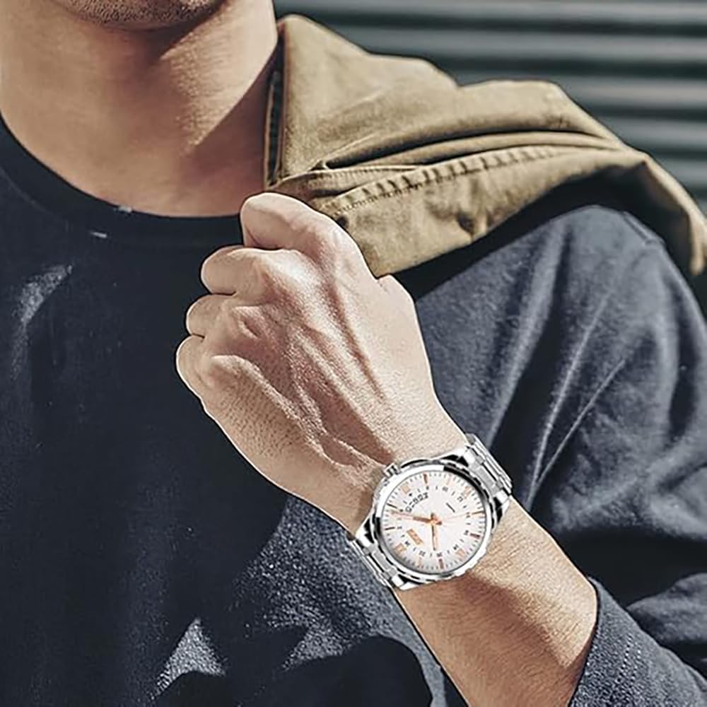Tazweeq Mens Classic Casual Quartz Watch, Luxury Wrist Dress Waterproof Watches, Business Dress Wrist Watch, Silver 2026 - view 6