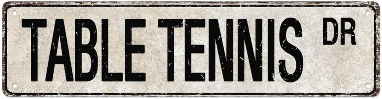 Table Tennis Tin Sign Vintage, Table Tennis Gift, School Sports Garden Tin Signs,Funny Game Room Gift, Games Bar Pub Club Cafe Home Restaurant Wall Decor Art Sign Post Gifts 4x 16 inches