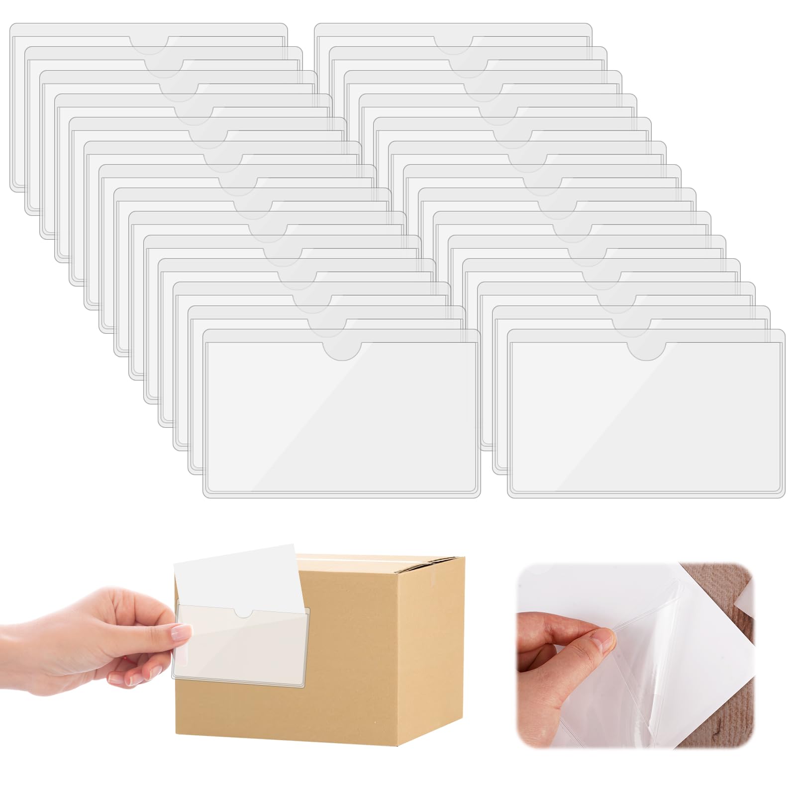 120 Pièces Transparent Porte-Cartes Autocollants 6 X 10 cm, Adhesive Horizontal Plastic Card Sleeve, éTanche et Anti-Poussière, Convient aux Entrepôts, Bureaux, Maisons, éColes (Ouverture Par Le Haut)