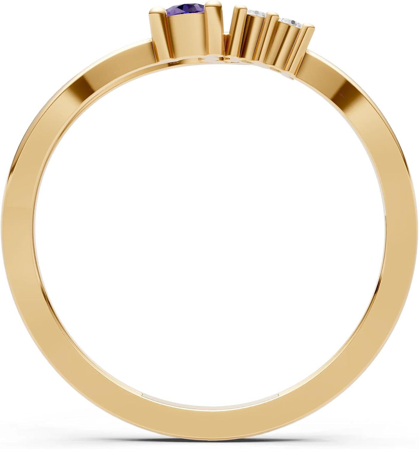 PEORA Round Cut Amethyst Stackable Band Available in Solid 10K, 14K or 18K Ring – White, Yellow or Rose Gold