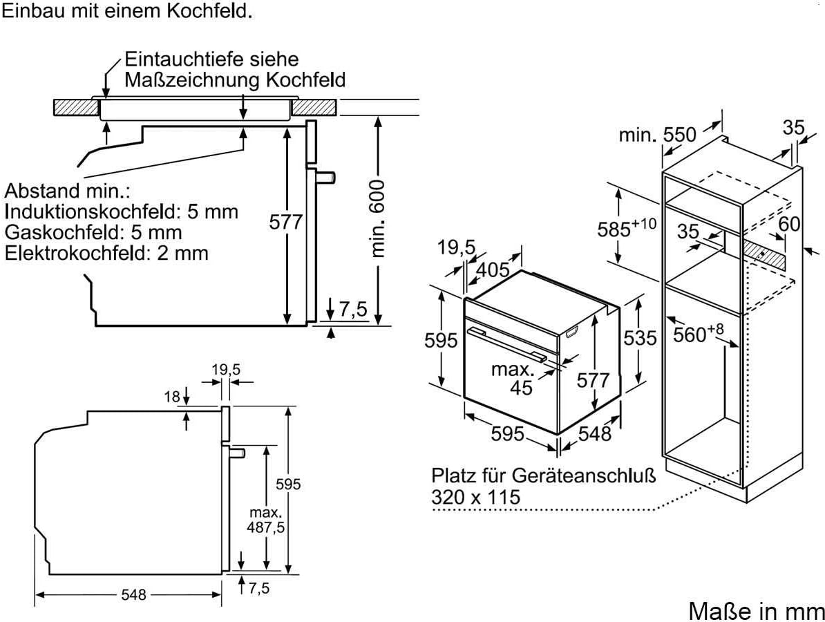 Bosch HBG675BB1 forno Forno elettrico 71 L Nero A+ [Classe di efficienza energetica A]