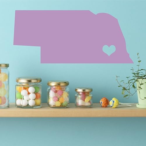 Miniatura 2 de Nebraska State Decal - Cornhusker State Vinyl Wall Art - Silhouette with Lincoln (Capital City) Marked with Heart