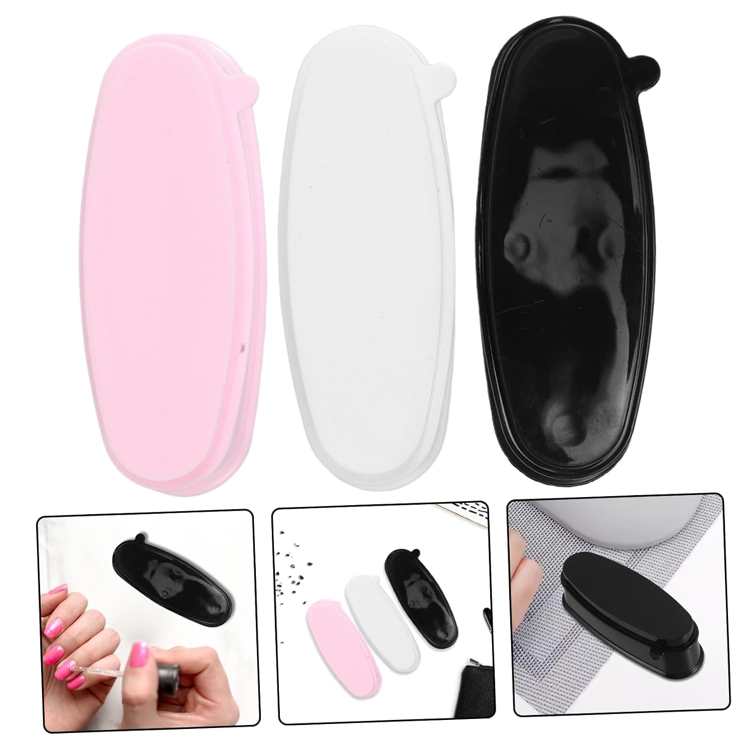 CALLARON 3pcs Nail Dipping Powder Kit Colors White Pink Black Nail Kit Box Dip Powder Tray Portable Manicure Accessories for