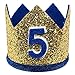 Maticr Shiny 5th Birthday Crown Baby Boy Prince Headband Party Supplies (Large Gold Royal 5)
