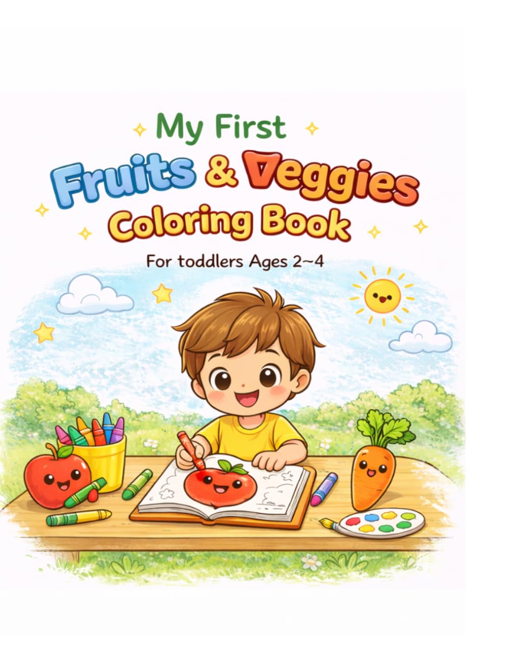 My First Fruits & Veggies Coloring Book: Fun and Easy Coloring Pages for Toddlers Ages 2–4