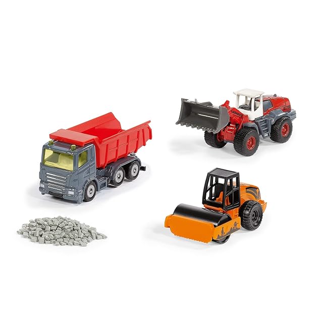 Siku 6329, Set de Regalo para la construcción de Carreteras, Camión volquete, Cargador de Ruedas Liebherr