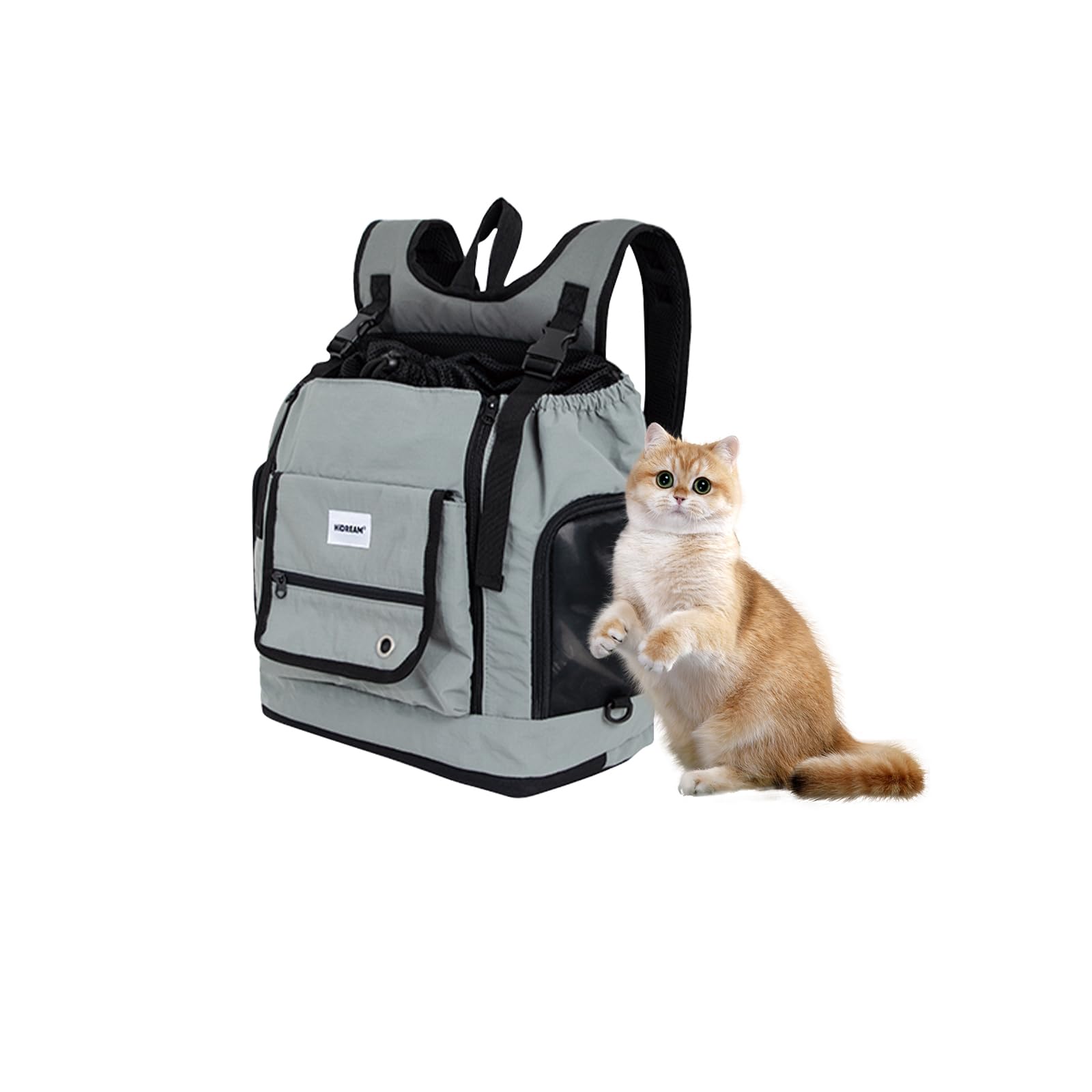 BOSERMEN Dog Backpack, Airline Approved Cat Backpacks with Inner Safety Leash, Super Ventilated Design, Pet Backpack for Travel, Hiking, Camping(Gray)