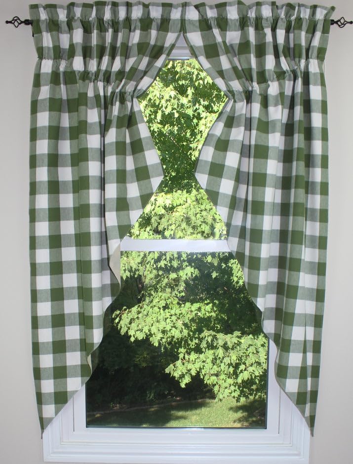 Buffalo Check 72" X 63" (2 Pcs) Gathered Swag Sage - Cotton