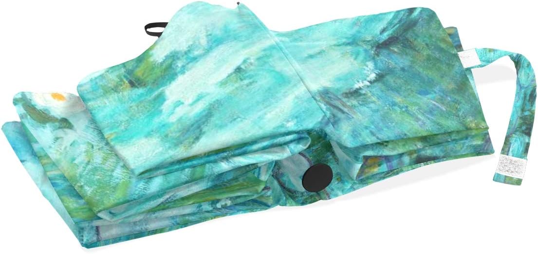 WOOR Oil Painting Windproof Travel Umbrellas Auto Open Close 3 Folding Strong Durable Compact Rain Umbrella UV Protection Portable Lightweight Easy Carrying