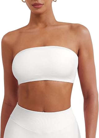 YEOREO CoreFlex Workout Bandeau Sports Bra | Strapless, Seamless, Tube Top, Wireless, Padded