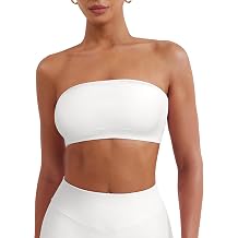YEOREO Strapless Bandeau Sports Bra for Workout Seamless Tube Top Gym Padded Wireless Bra