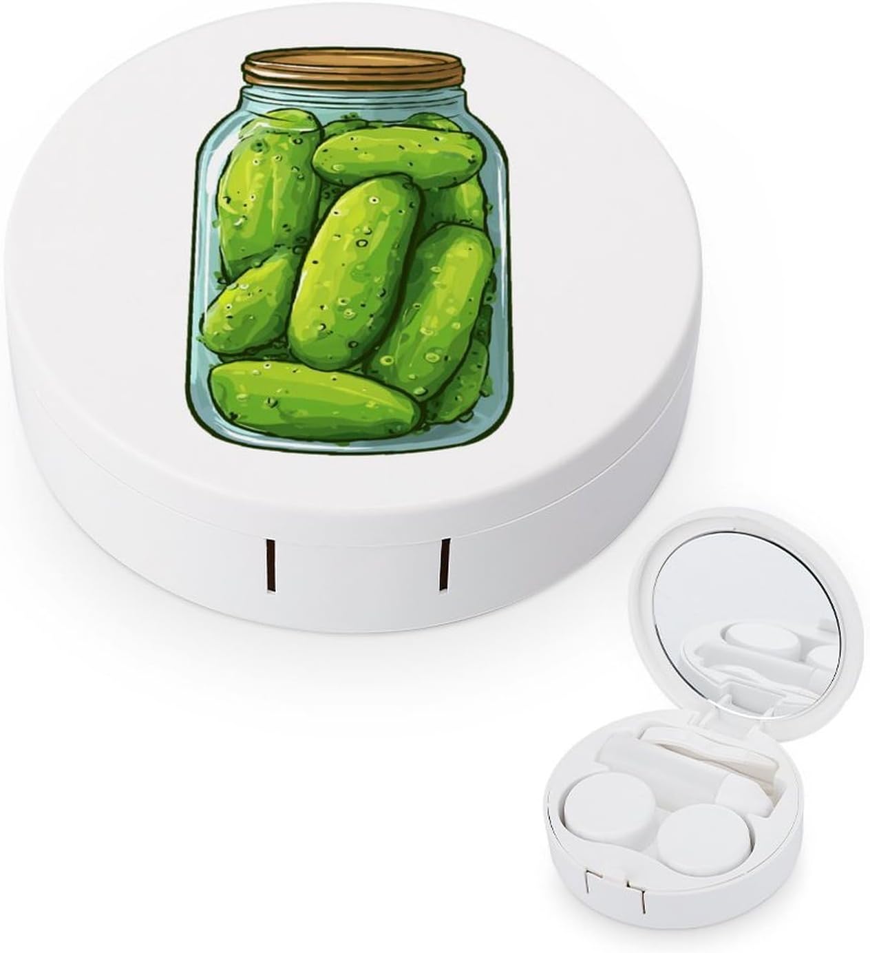 Jar of Pickles Portable Contact Lens Case Storage Box Holder Accessory for Travel