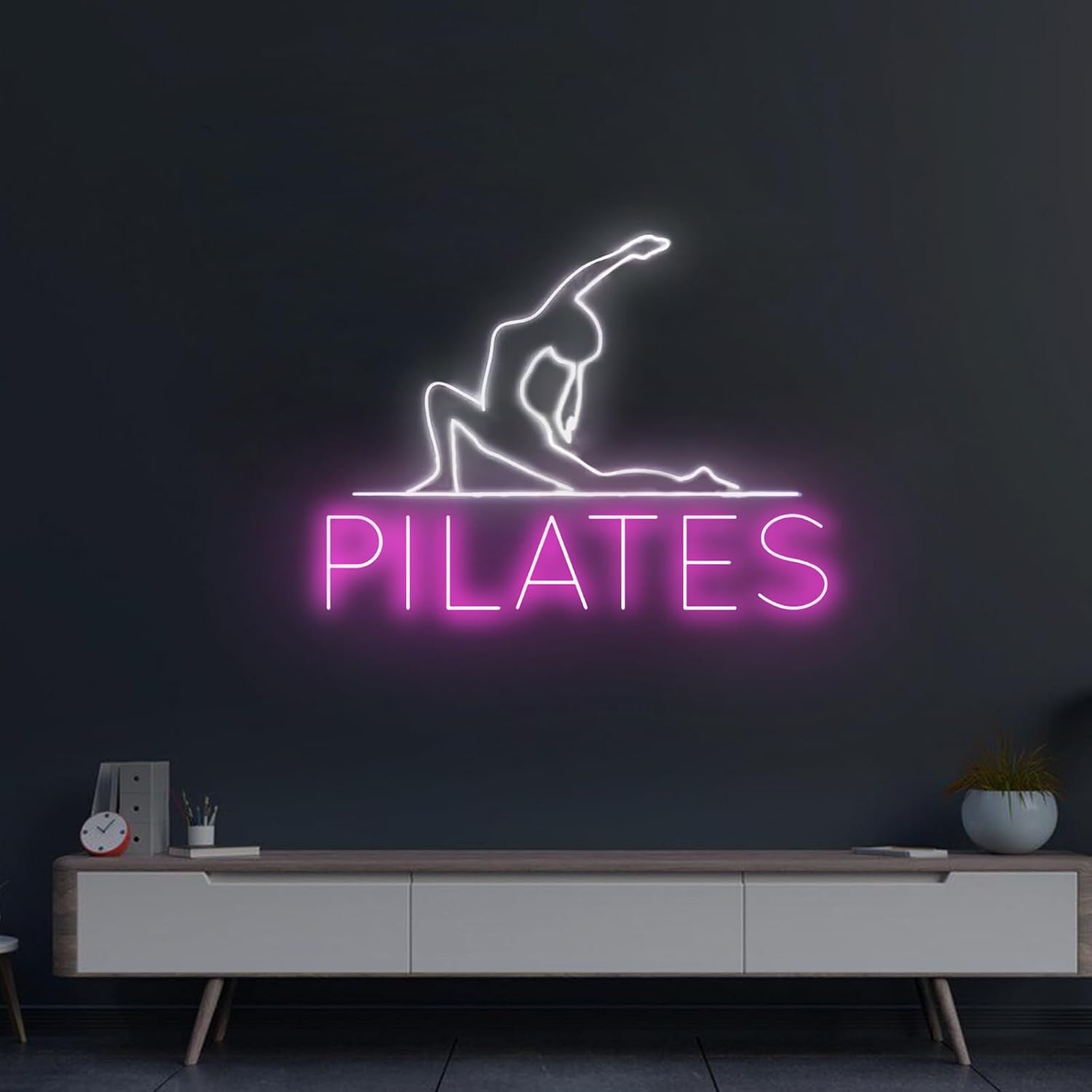 Pilates Neon Sign 28inches LED Pilates Wall Art Decor Neon Light Up Signs for Gym Yoga Studio Decorations image 2