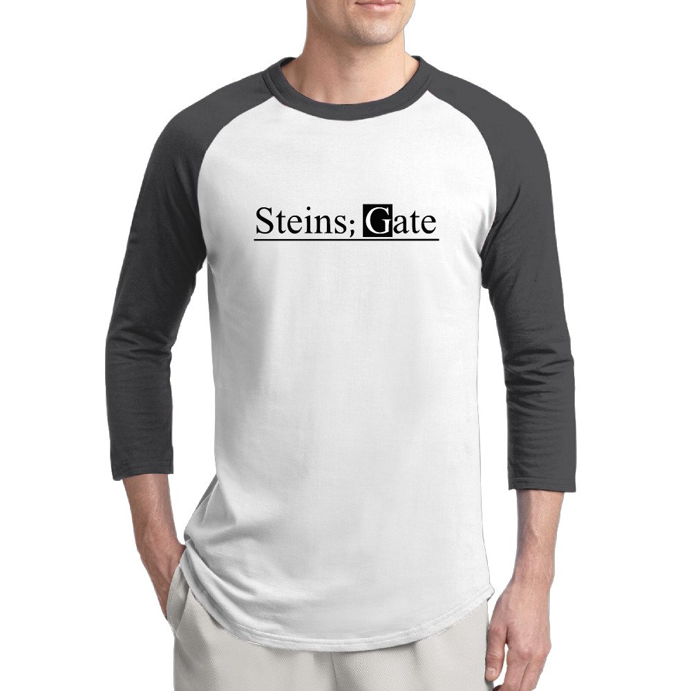 Men 3/4 Sleeve Steins;Gate Logo Robotics Cartoon Raglan Shirts Retro Jersey Shirt