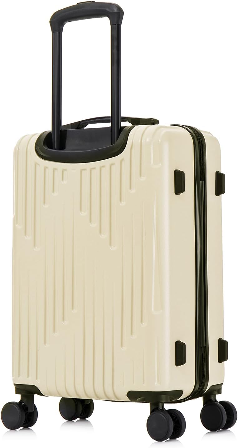 InUSA DRIP Hardside Luggage with Spinner Wheels | 20 in Durable Lightweight Carry on Suitcase for Travel | Zipper Clouser Suit Case with Gel Handles and Trolley | Sand
