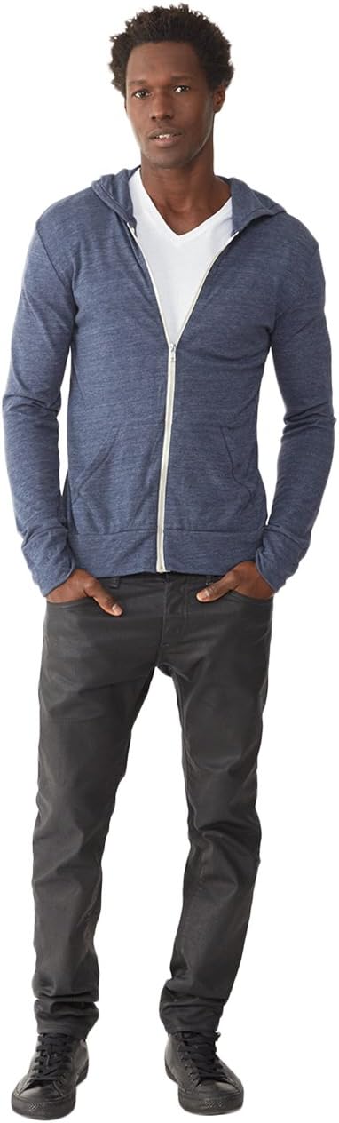 Alternative Men's Hoodie, Eco Zip Up Camo Triblend Jersey Hooded Sweatshirt - Image 5