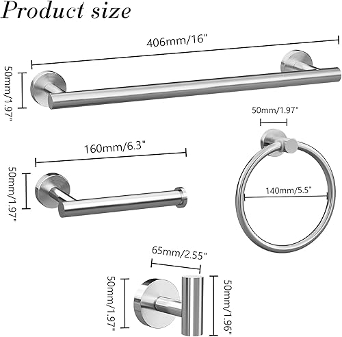 Miniatura 9 de Juego de accesorios de baño de 10 piezas, color negro mate, juego de accesorios de baño de acero inoxidable, juego de barra de toallas de baño,
