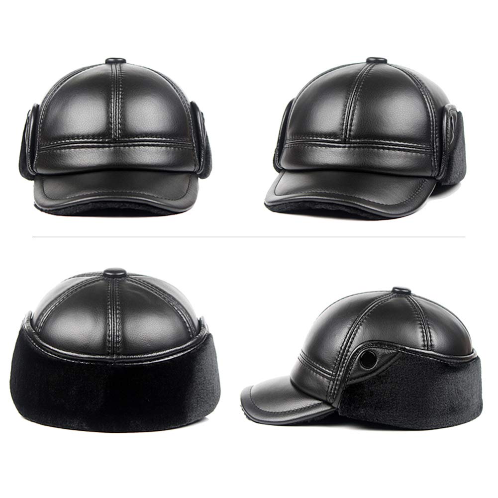 Uomo Cappellini da Baseball in Pelle Caldo Faux Pelliccia Cappello da Baseball Inverno Berretto con Paraorecchie per Padre Nonno