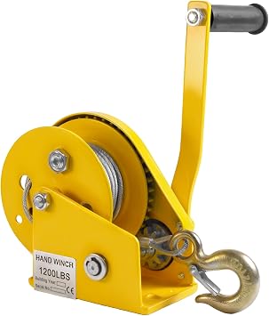 1200lbs Hand Winch, Heavy Duty Manual Winch with 2-Way Self-Locking Gear & Crank Handle for ATV, Boat, Trailer, Truck 1200bls 15 m Rope+Hook