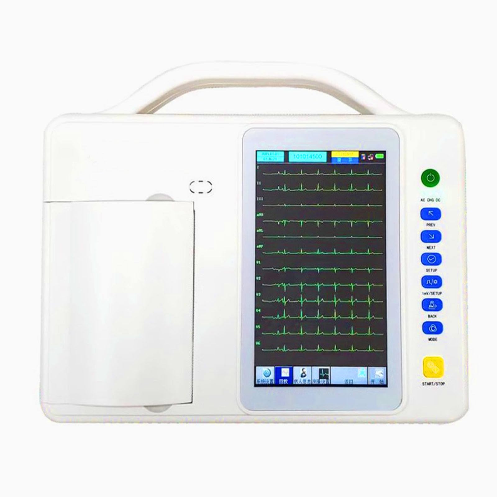 Monitor Ekg/Ekg, Przenośny 3-Kanałowy Aparat Ekg, Cyfrowy Monitor 12-Odprowadzeniowy Z Ekranem Dotykowym, Automatyczna Analiza I Eksport Danych, Do Monitorowania Parametrów życiowych