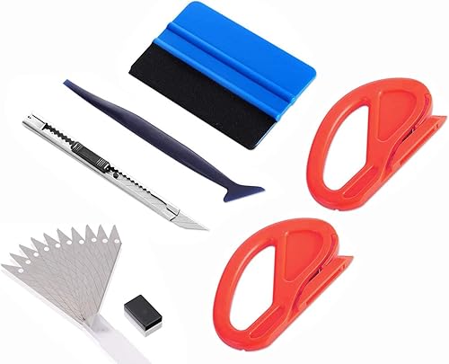 El kit de herramientas de película de vinilo para ventana de automóvil incluye escobilla de fieltro de 4 pulgadas, cuchillo y cuchillas, cortador de