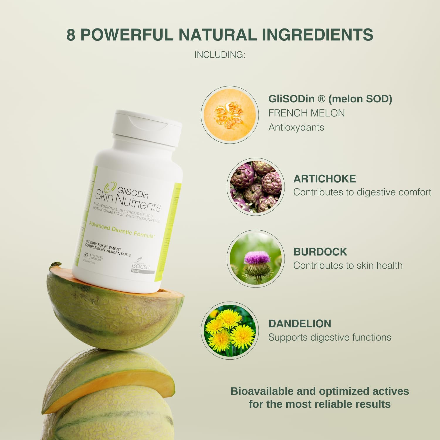 Glisodin Diuretic - Nutraceutical enhances Natural Drainage to Reduce The Swelling associated with Fluid Retention - Has Purification Properties That Assist in eliminating toxins - 60 Capsules