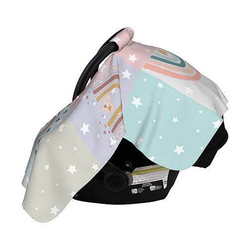 Miniatura 10 de Fundas de asiento de automóvil personalizadas para niñas y niños con nombre arco iris, cubierta de toldo personalizada para bebés, cubierta de