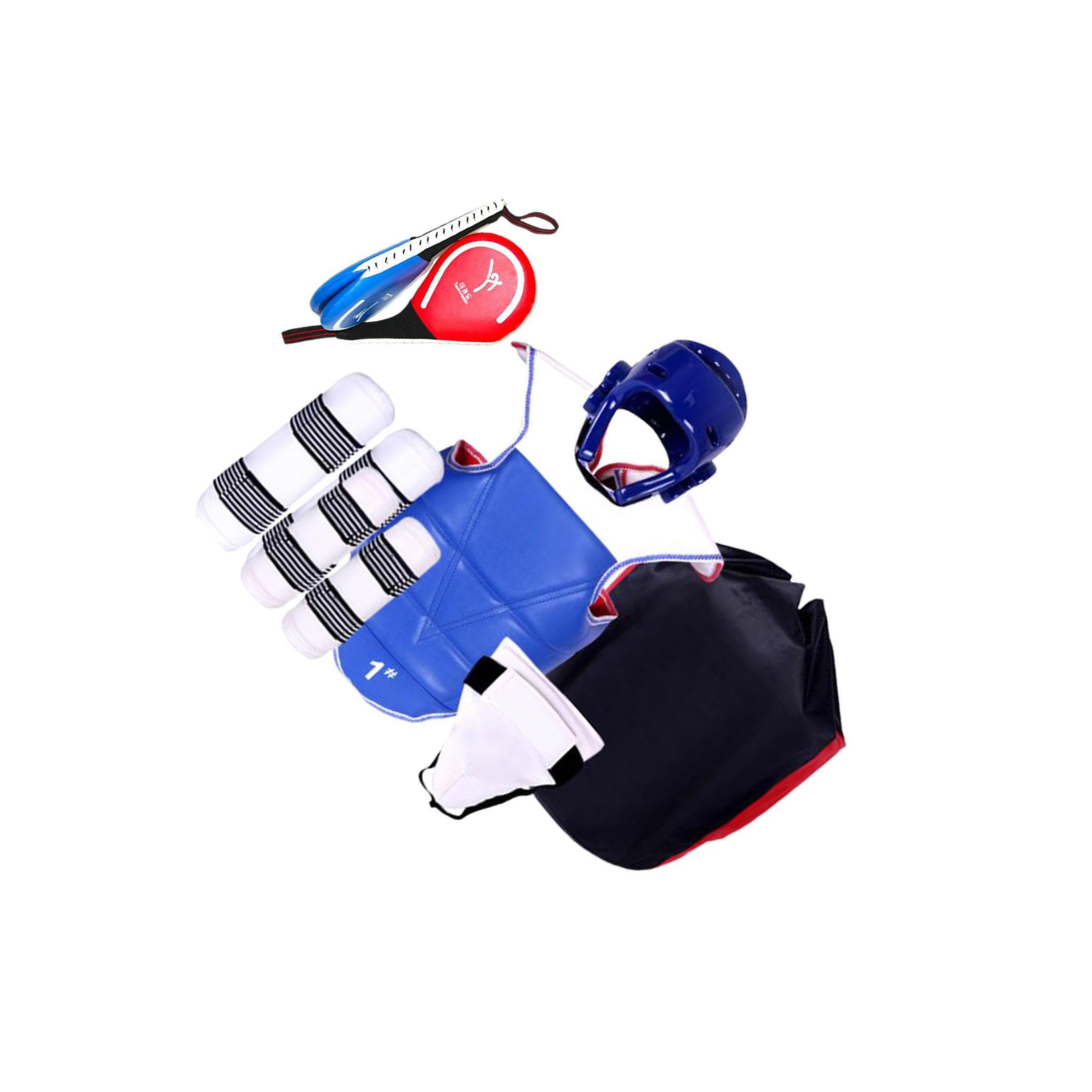 Set di attrezzature per sparring per karate | Copricapo Parastinchi Protezioni Borsa per riporre Facile trasporto Protezione per il torace Taekwondo imbottita regolabile