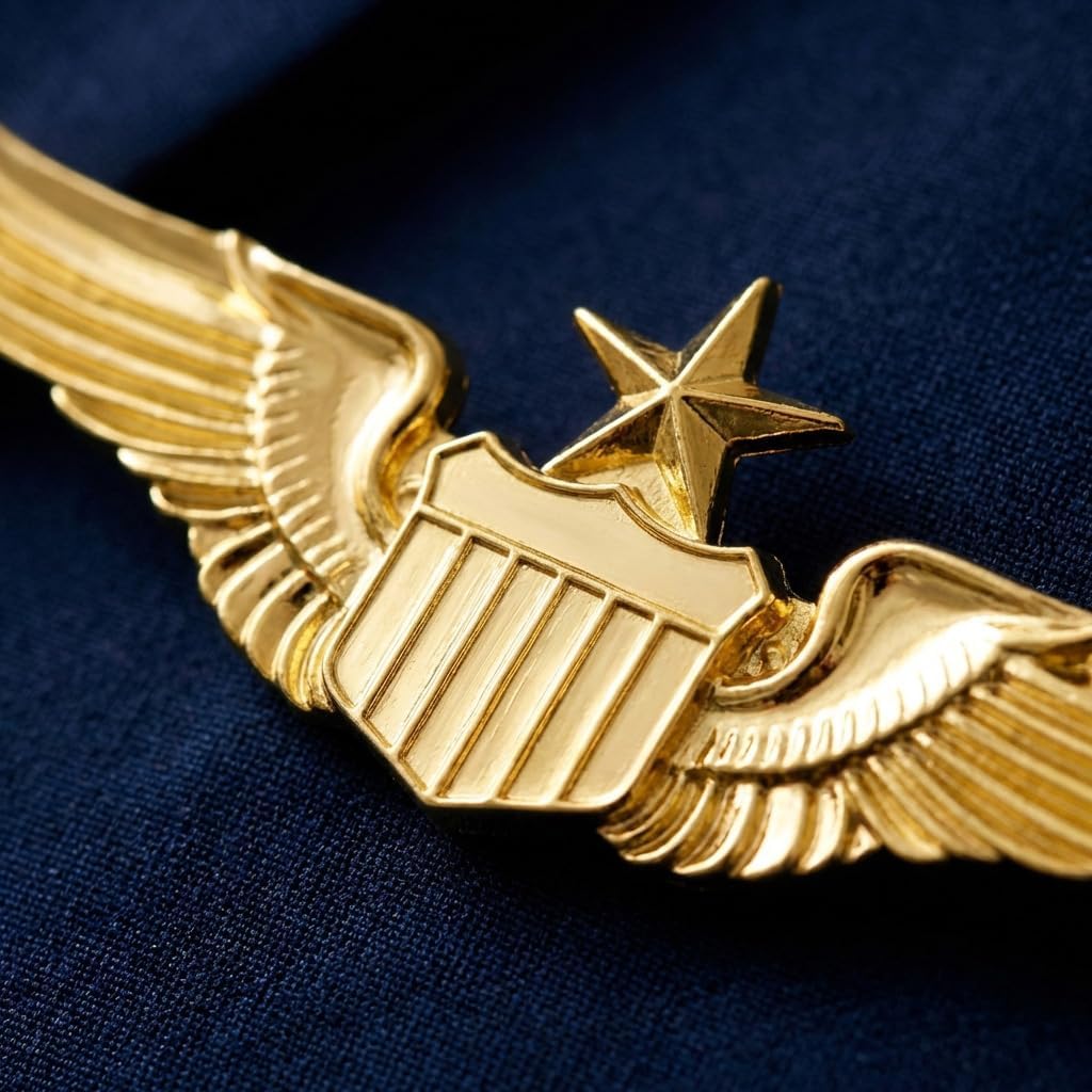 Airplane Pin,Pilot Wings Pin,Gold Air Force Senior Pilot Wing Badge,Pilot Costume Lapel Pins,Metal Aviator Pins for Hat Shirt Uniform Costume,Gift for Flight Schools & Graduation