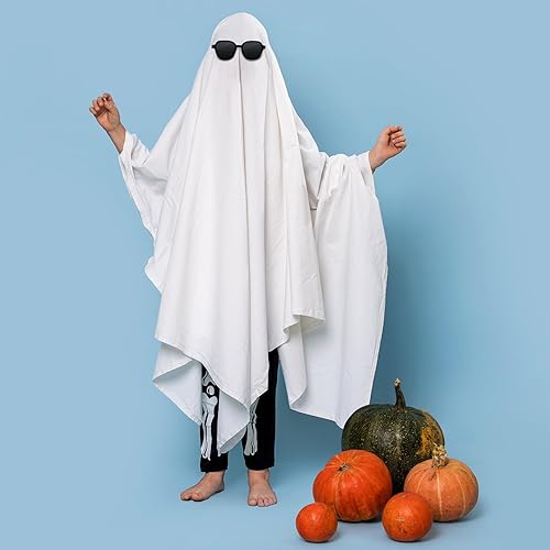 Miniatura 3 de Ramede 6 piezas de disfraz de fantasma de hoja blanca para Halloween, disfraz de fantasma Boo, gafas de sol negras para adultos Halloween Cosplay