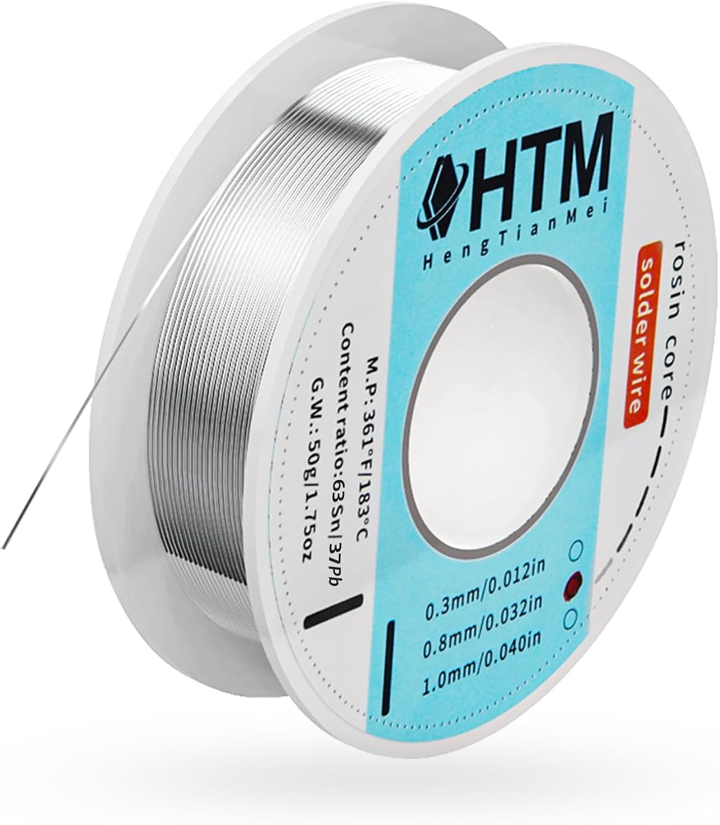 Tin Lead 63/37 Rosin Core Low Temp Solder Wire For Electronics Components And DIY repair(0.8mm/50g)