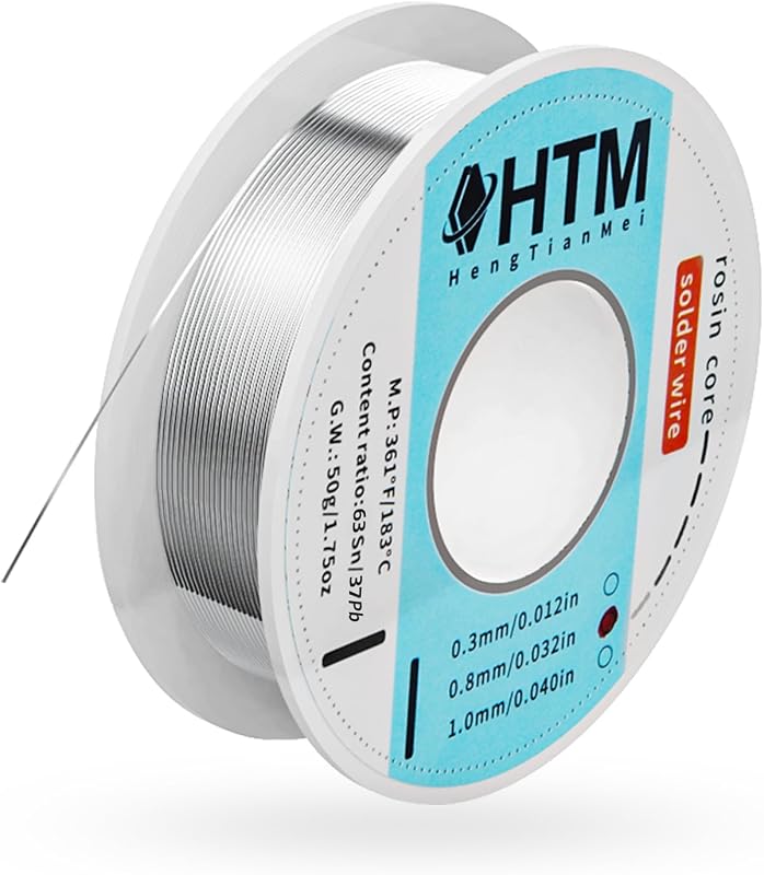 Tin Lead 63/37 Rosin Core Low Temp Solder Wire For Electronics Components And DIY repair(0.8mm/50g)