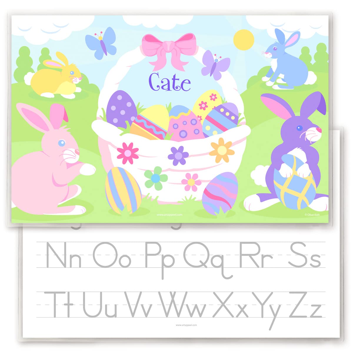 Easter Basket, White, Personalized Placemat for Kids, 18 Inches x 12 Inches, Laminated, by Art Appeel