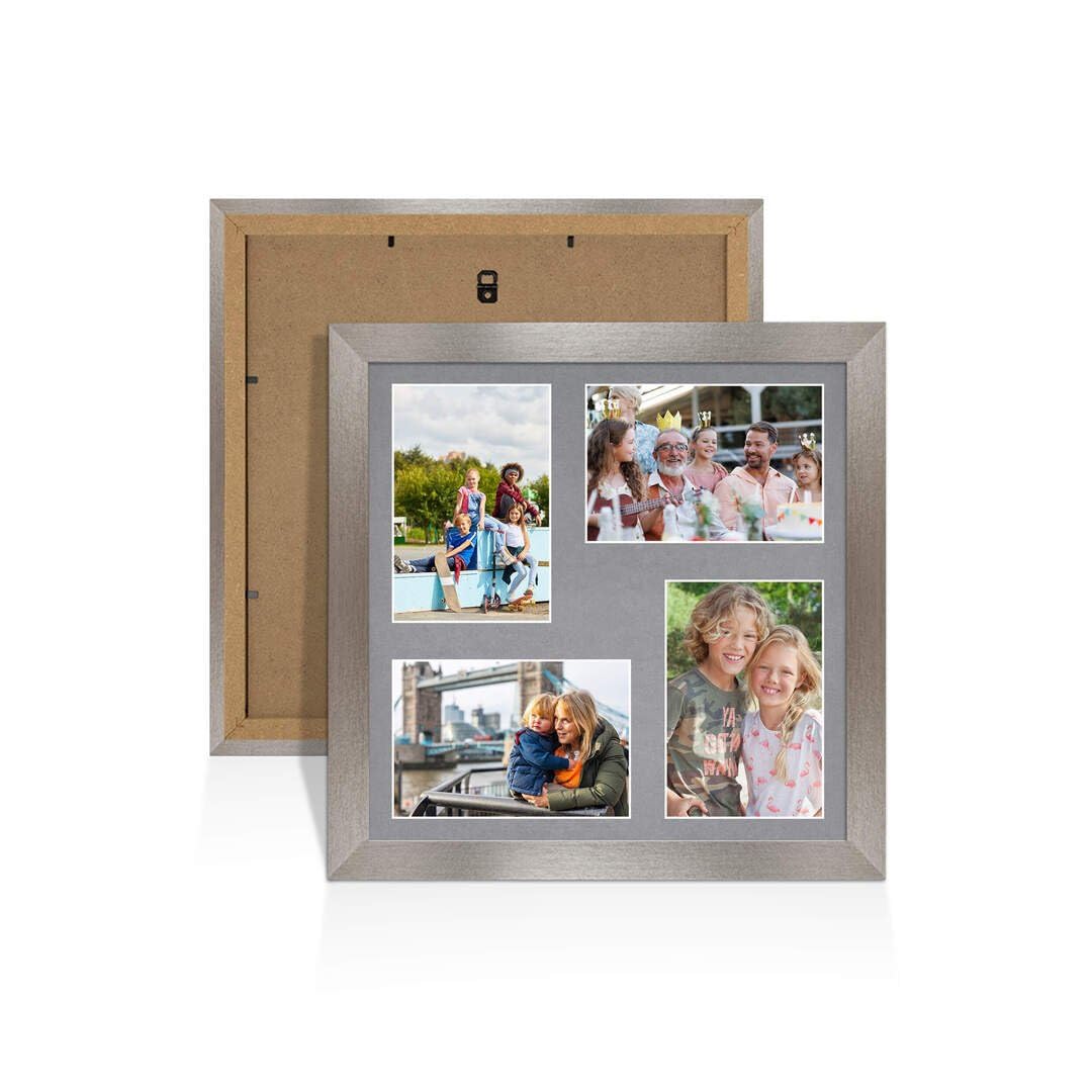 Procut Global 20X16 Light Oak Photo Frames For Multiple Pictures with Mid Grey Mount-Modern Collage Frame with 9 Apertures (2x) 7x5, (7x) 6x4-Engineered Wood with Shatterproof Perspex — image 1