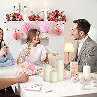 Vista 31 de Unscented 3x4 3x6 3x8 Inch Pink Pillar Candles, 3 Packs Dripless Long Lasting Large Solid Pastel Colored Different Sizes Cylinder Column Candles for