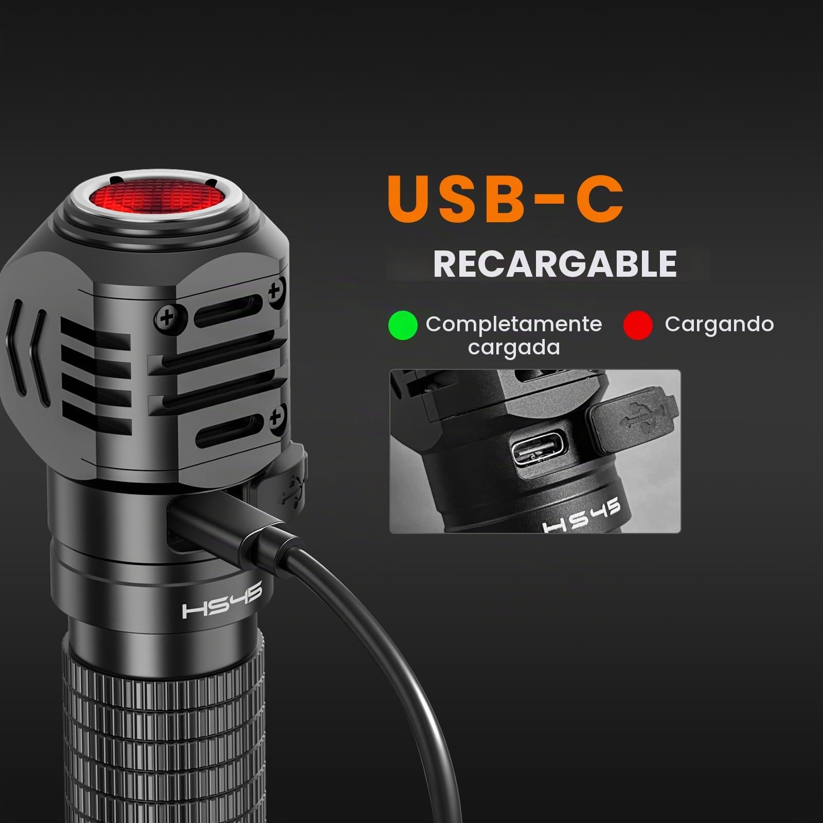 Sofirn HS45 Linterna Frontal LED Recargable, Refrigeración Activa 3200LM, Luz Constante sin Caída Rápida de Potencia, Recarga USB-C, IPX6 Impermeable para Reparación, Trabajo, Aire Libre y Camping