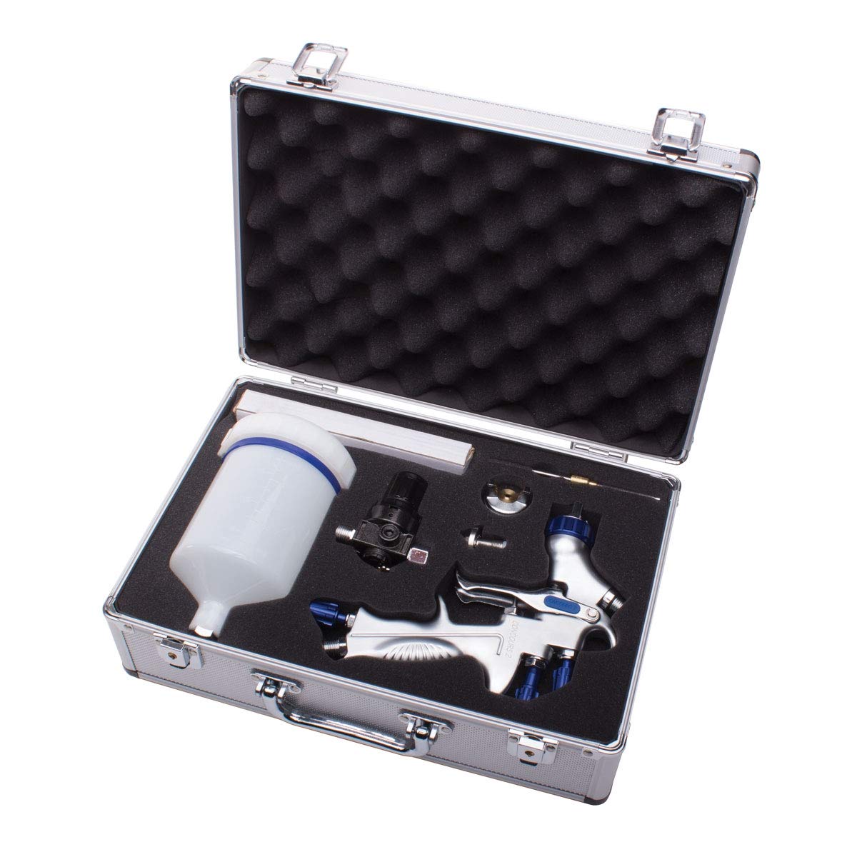 Eastwood Concours 2 HVLP Paint Gun Kit Aluminum Case Lightweight Alloy Body Steel Internal Components