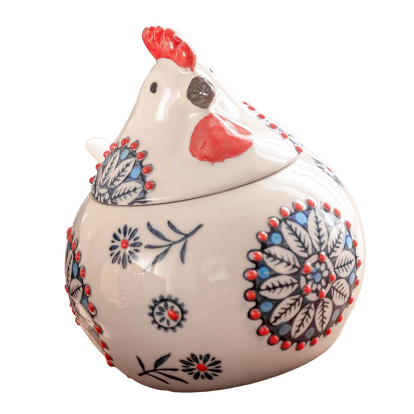 carotoe Shaped Ceramic Condiment Jar with Lid and Spoon Kitchen Decoration Underglaze Art for Salt Sugar Storage Kitchen Condiment Container with Spoon