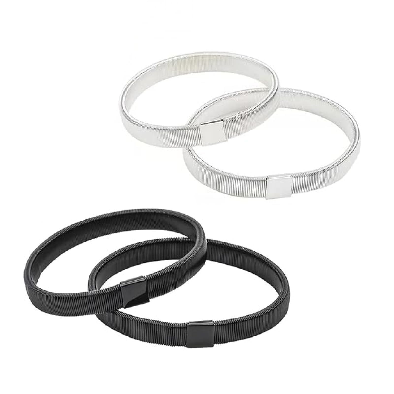 Oonoywoo Men's White 2 Pairs Shirt Sleeve Garters Adjustable Elastic Arm Bands Anti-Slip Metal Armbands With Metal Decoration For And Wo Black And Silver Shirt Sleeve Holders