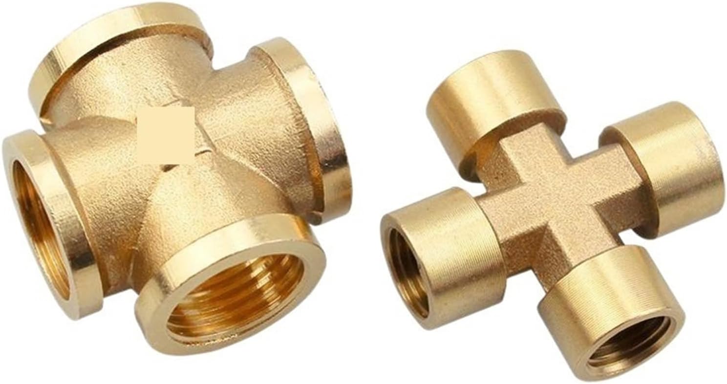 1/4 And 3/8 Inch Female Threaded Four-Way Connector Water Pipe Pneumatic Fitting Air Pump 1Pcs(4points)