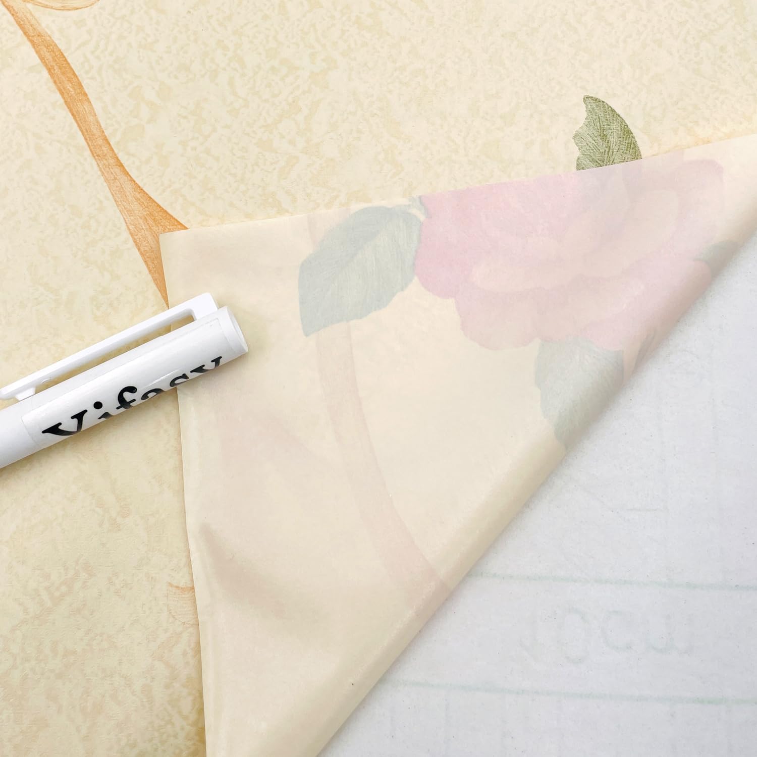 Self Adhesive Shelf Liner, Pink Peony Floral Beige Backing,17.7 Inches Wide, Non-Slip Waterproof PVC, Decor for Bedroom and Living Room (L-354.3x17.7 Inch)