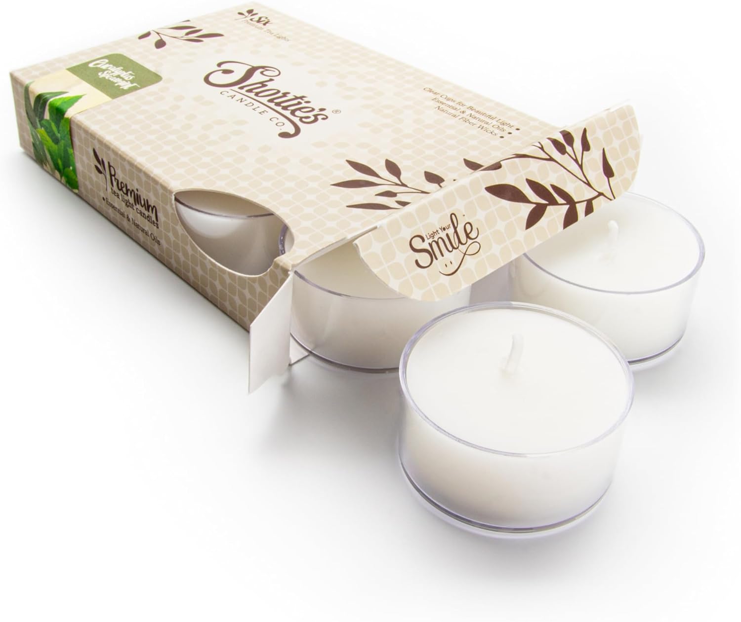 Eucalyptus Spearmint Premium Tealight Candles – Highly Scented with Essential & Natural Oils – 6 White Tea Lights – Beautiful Candlelight – Made in The USA – Fresh & Clean Collection