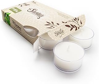 Eucalyptus Spearmint Premium Tealight Candles - Highly Scented with Essential & Natural Oils - 6 White Tea Lights - Beautiful Candlelight - Made in The USA - Fresh & Clean Collection