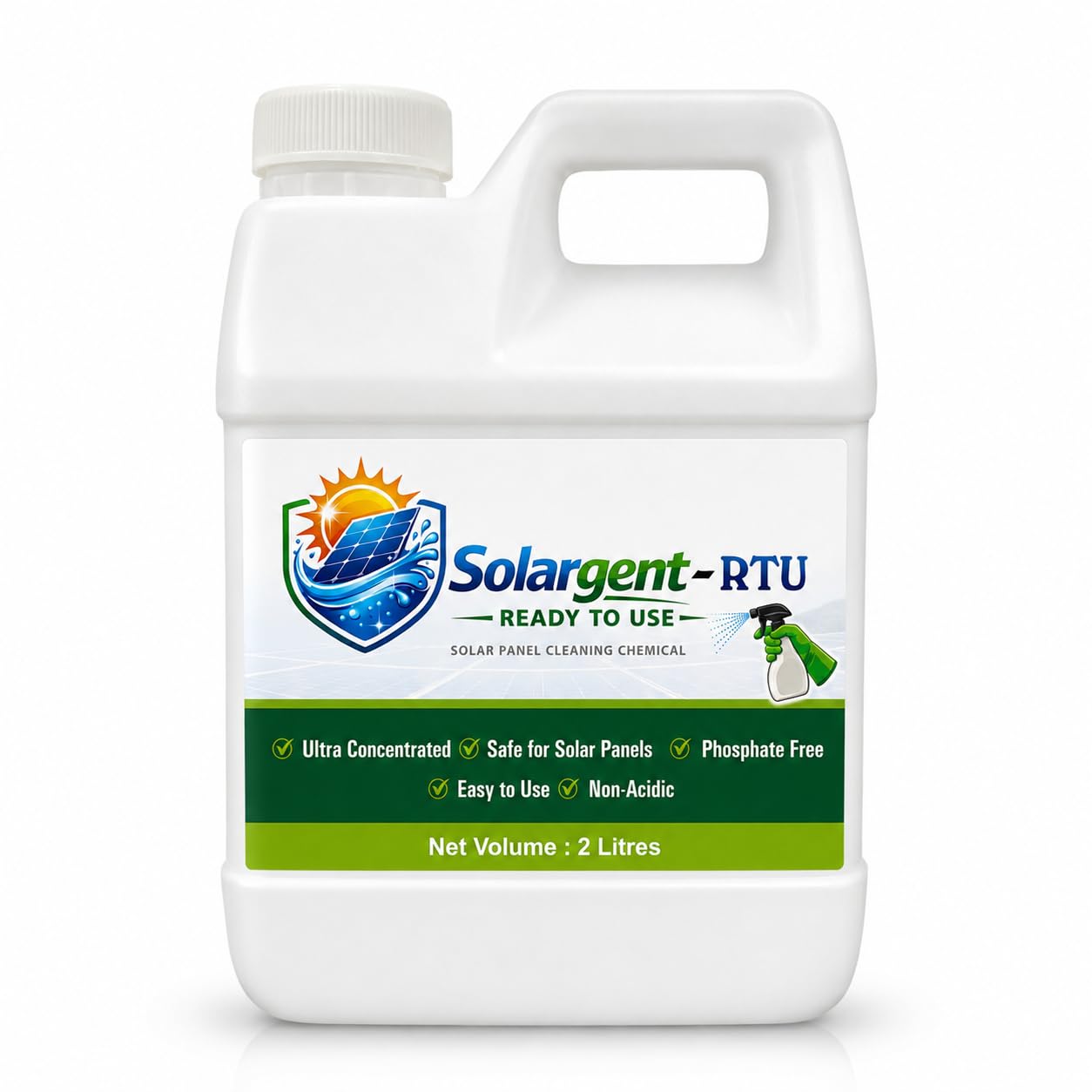 RTU Solar Panel Cleaning Chemical 2 Litre | Ready to Use Solar Panel Cleaner Liquid for Dust, Dirt, Bird Droppings & Stains | Non-Acidic, Phosphate Free Solar Module Cleaning Solution-image-17