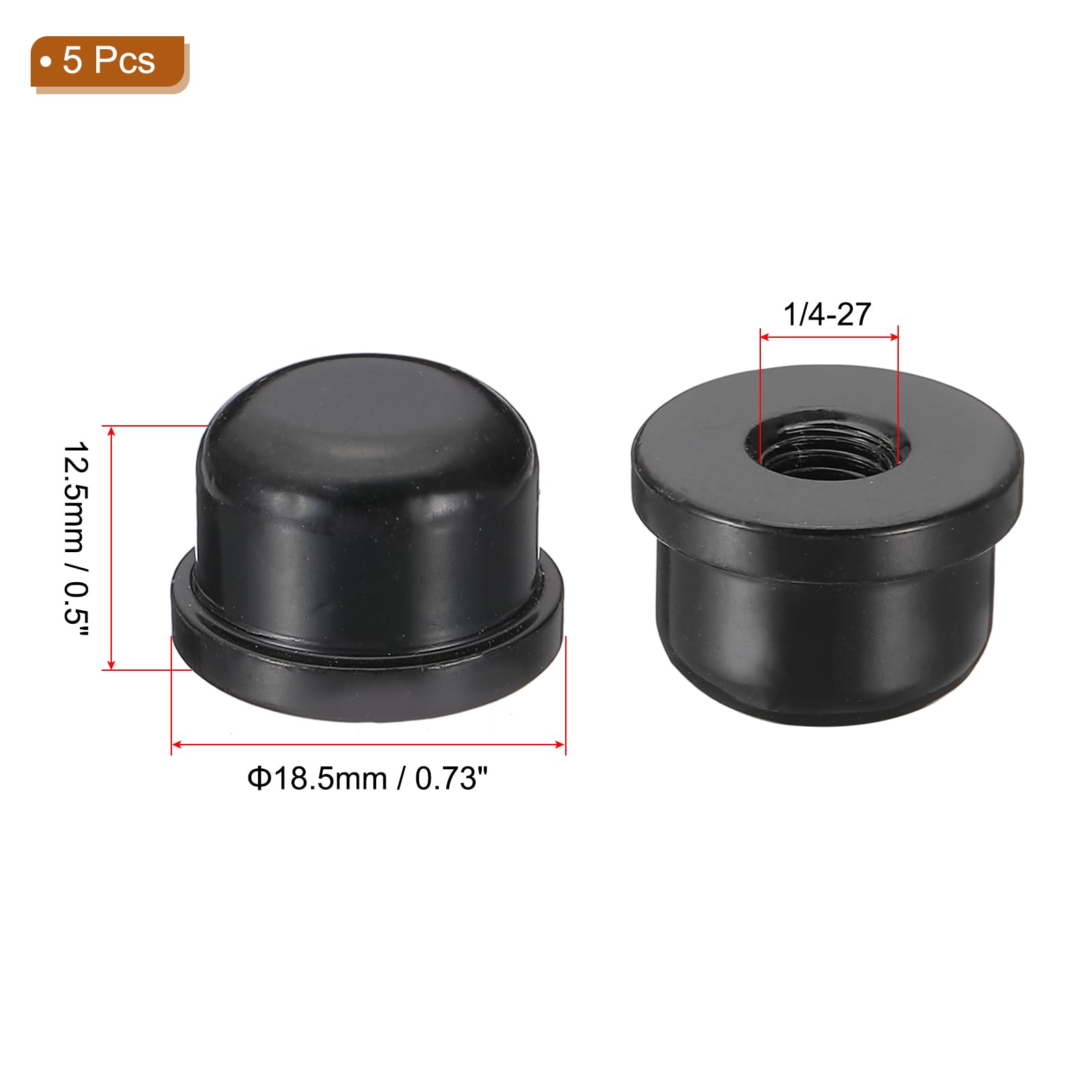 PATIKIL Lamp Finials Caps, Solid Tapped 1/4-27 Thread for Lamp Shade Holder Harp Top Black Pack of 5 - Image 2