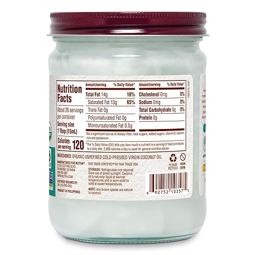 Miniatura 7 de Aceite orgánico extra virgen de coco por Nutiva (tarro de vidrio)