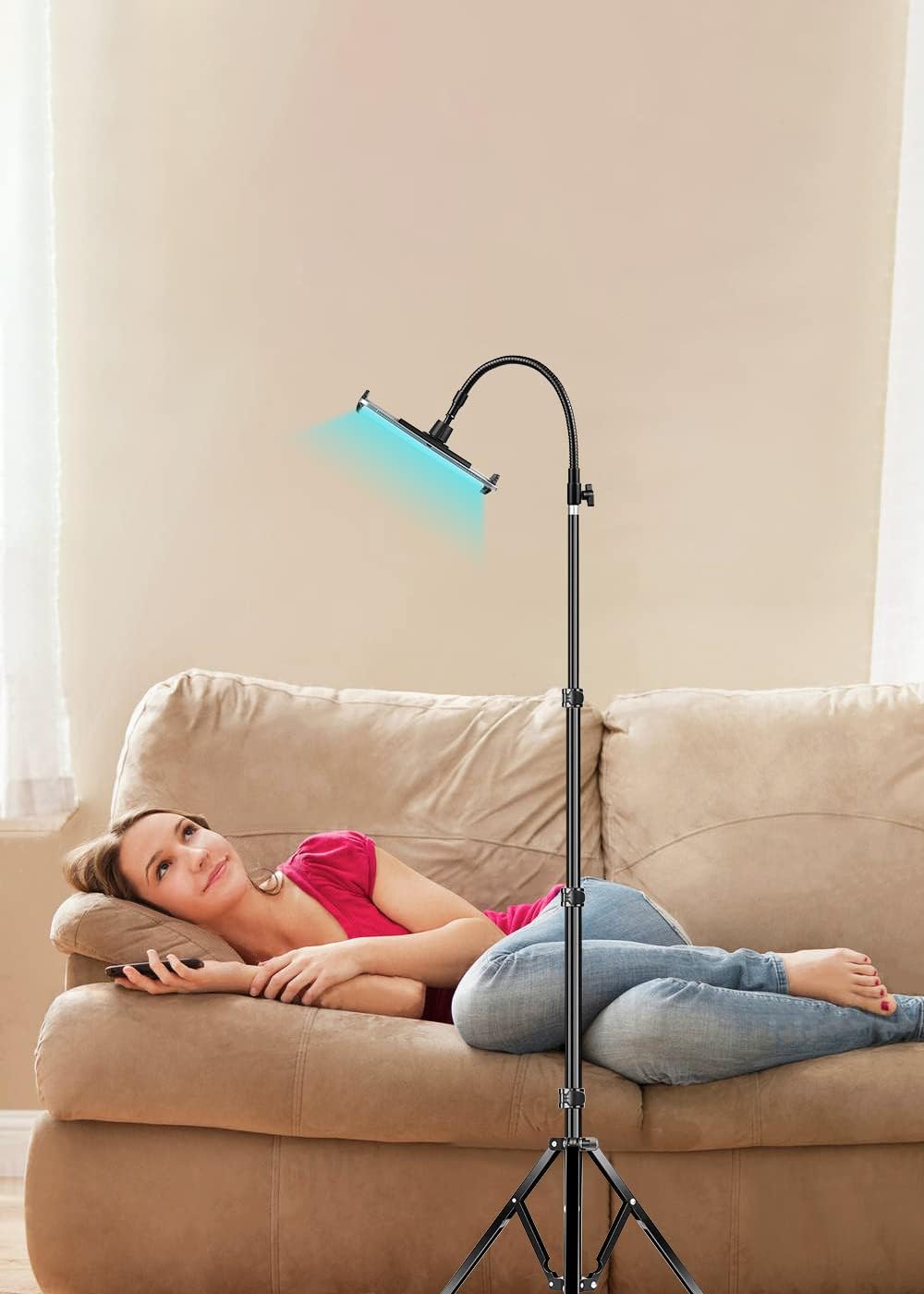 elitehood 72" Adjustable iPad Stand Floor, Heavy Duty Tablet Tripod Stand, Floor Tablet Tripod Holder for iPad Pro 12.9 Mini Air, iPhone and 4.7-13 inches Devices - Image 8