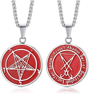 Colar masculino com pingente de aço inoxidável, selo de Lúcifer de Satanás